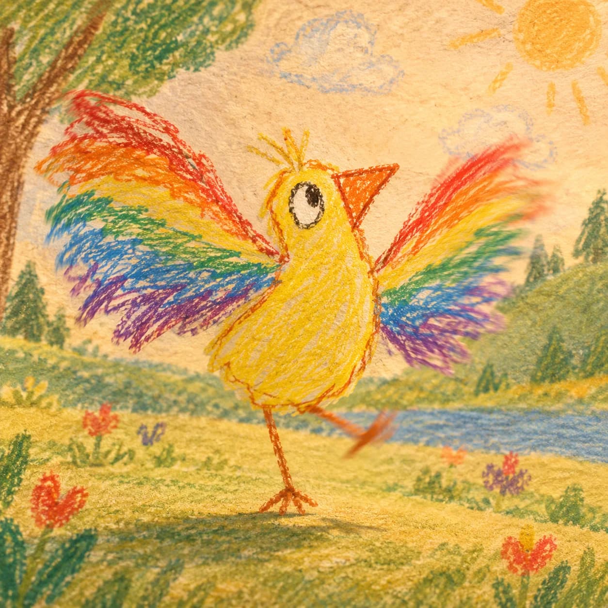 Rainbow wings, a frame from the animated clip
