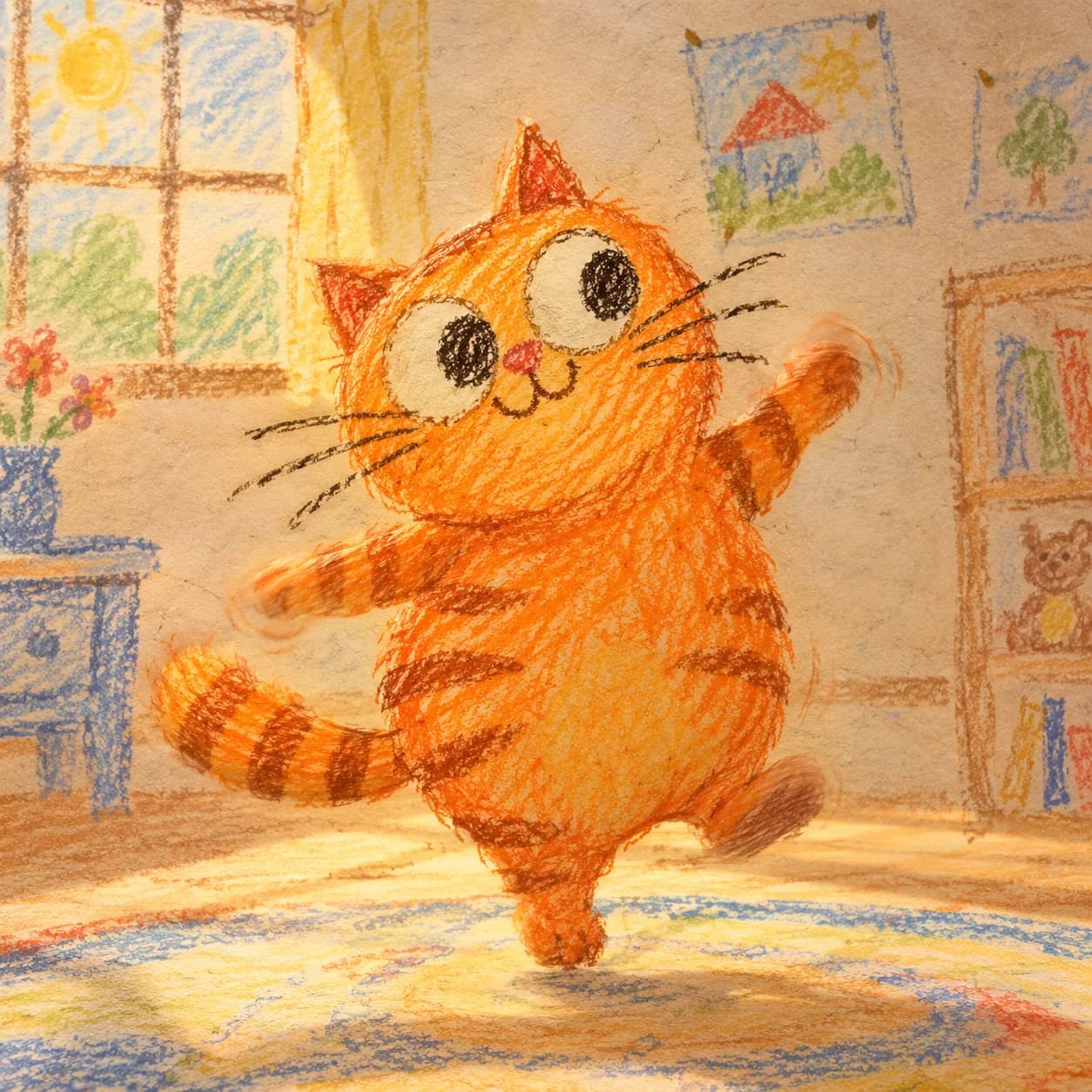 The enormous cat, a frame from the animated clip